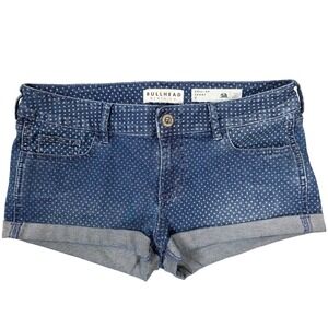 Bullhead Denim Co. Micro Polka-Dot Denim Mini Shorts Blue Women's Size 7